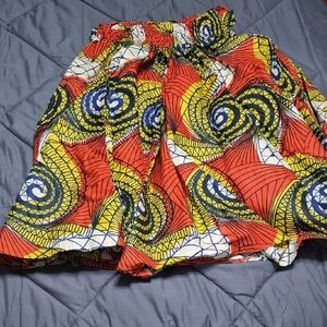 Rainbow A-Line Skirt with Red, Yellow, and Blue Patterns
